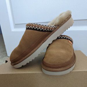 Ugg Women's Shoes UGG TASMAN SLIDE Suede & Sheepskin Slippers - CHESTNUT